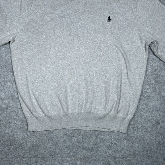 Polo Ralph Lauren Pullover Sweater Mens Size XL Grey V Neck Pima Cotton - Picture 7 of 13